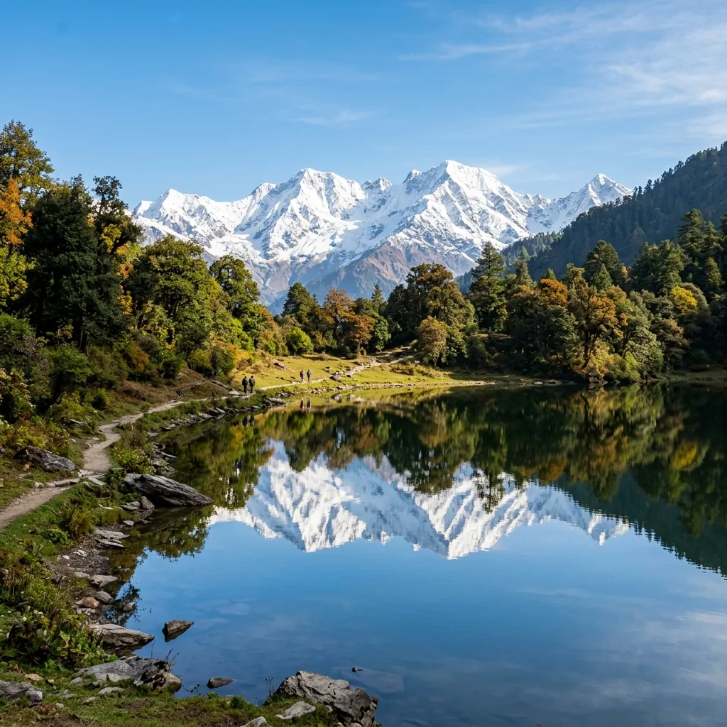 Deoria Tal Lake Reflection Chaukhamba